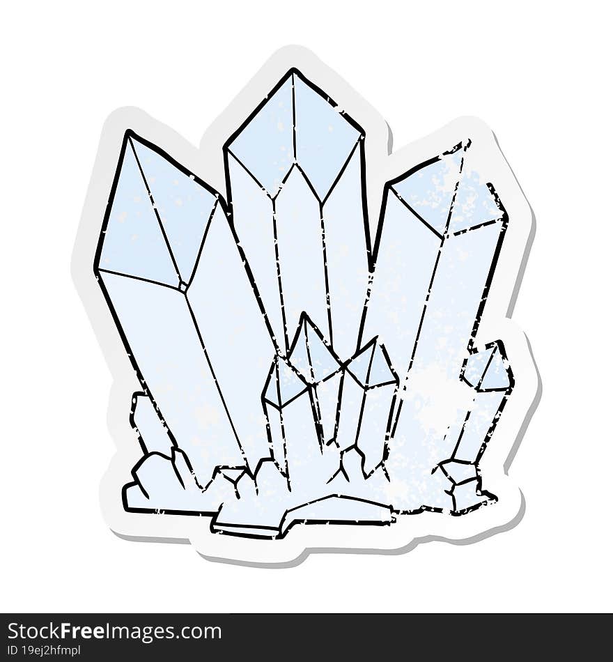 distressed sticker of a cartoon crystals