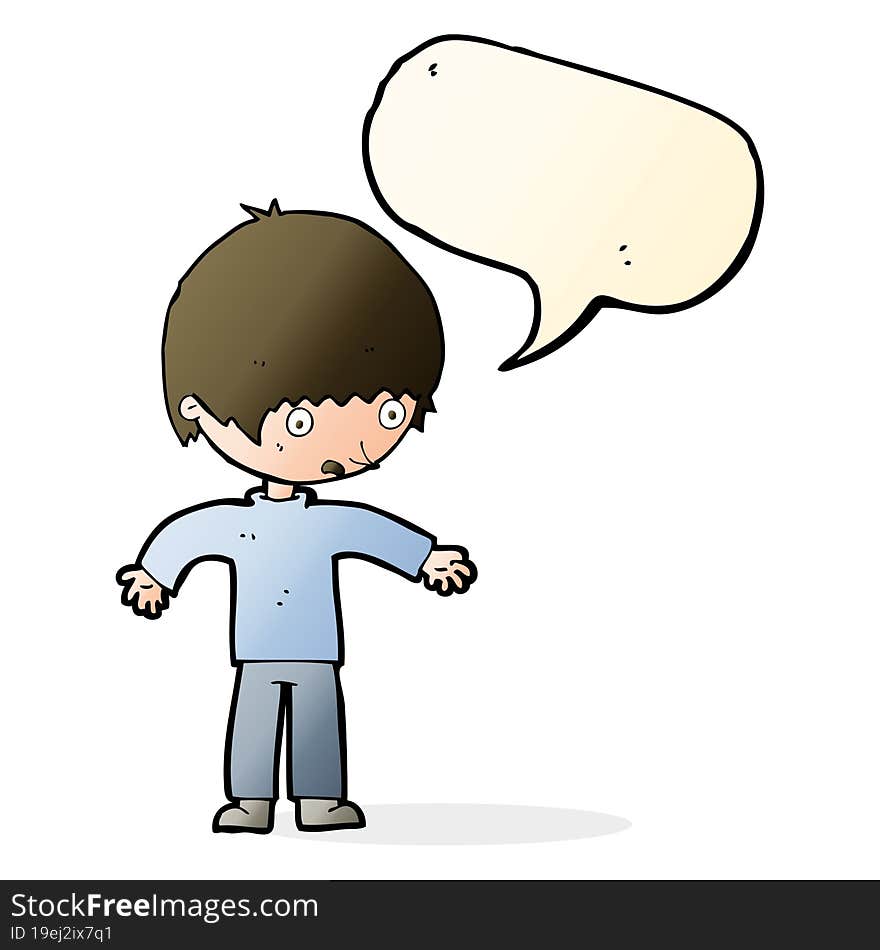 Cartoon Confused Boy With Speech Bubble