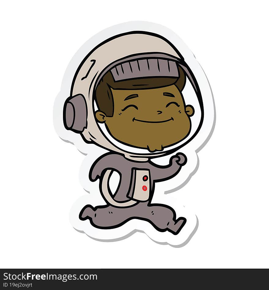 Sticker Of A Happy Cartoon Astronaut