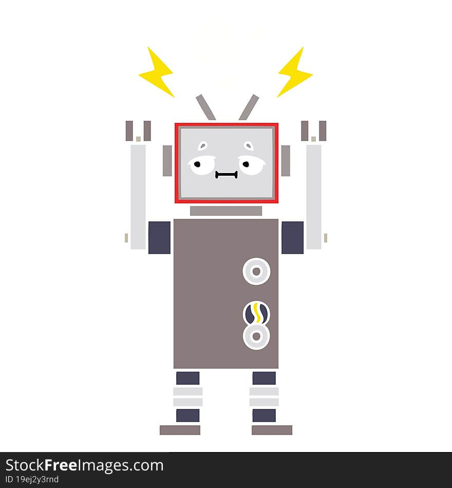 flat color retro cartoon of a robot