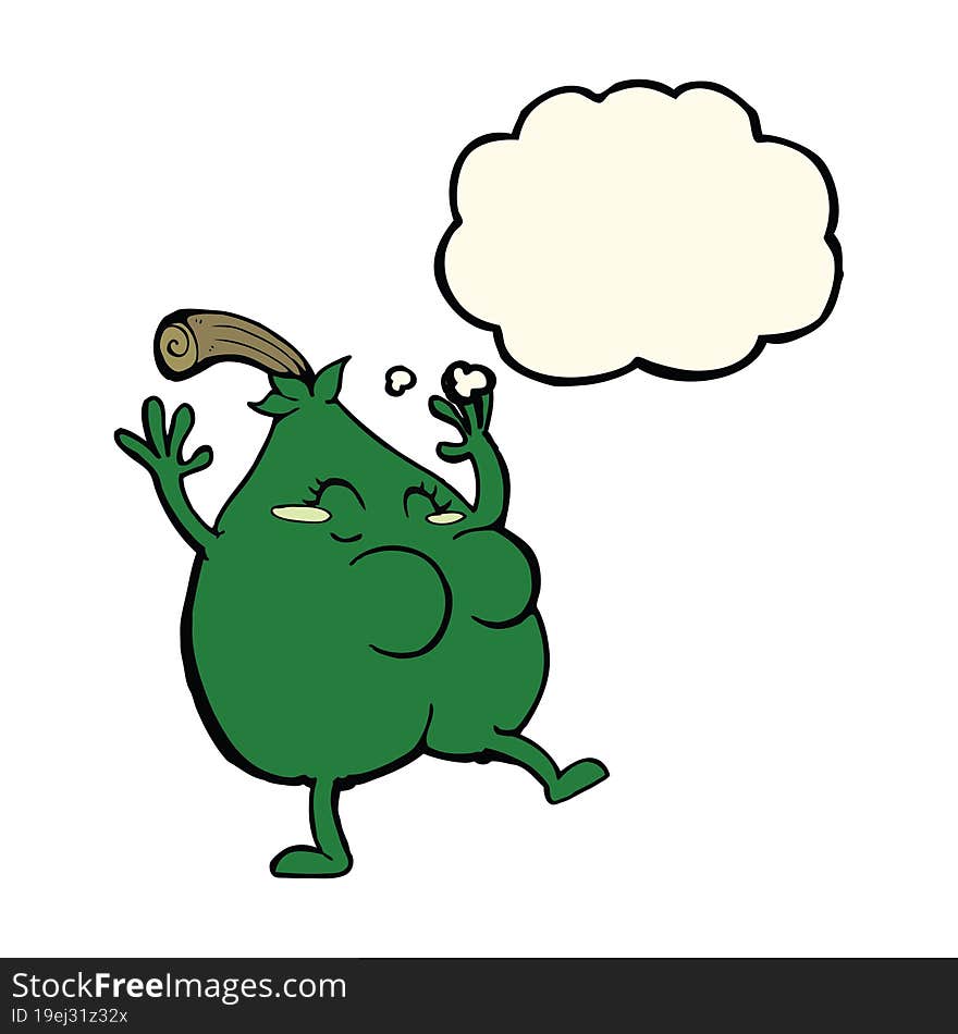 a nice pear cartoon with thought bubble