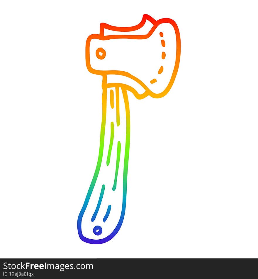 Rainbow Gradient Line Drawing Cartoon Long Axe