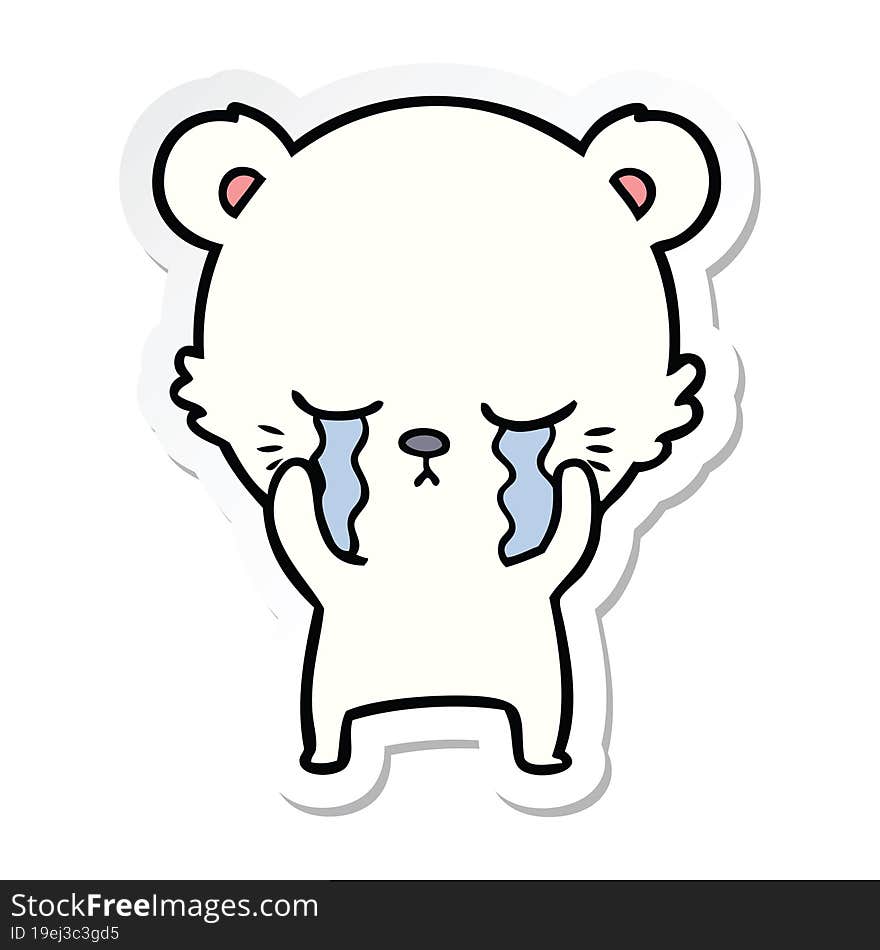 Sticker Of A Crying Cartoon Polarbear