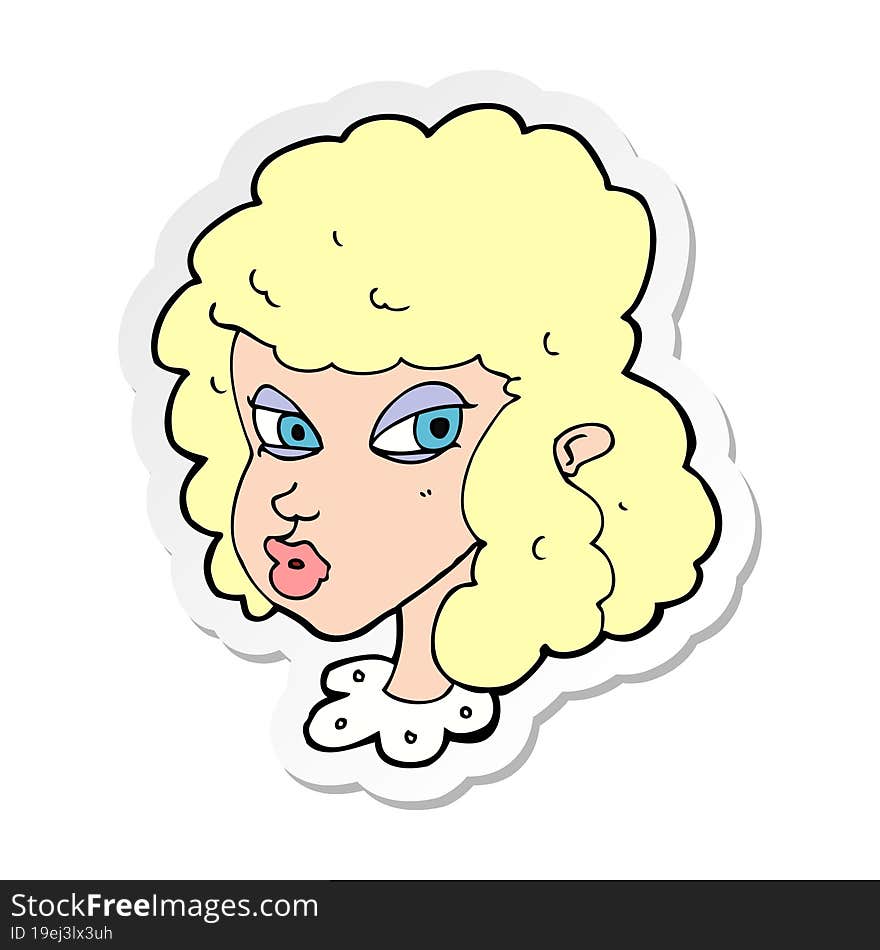 Sticker Of A Cartoon Suspicious Woman