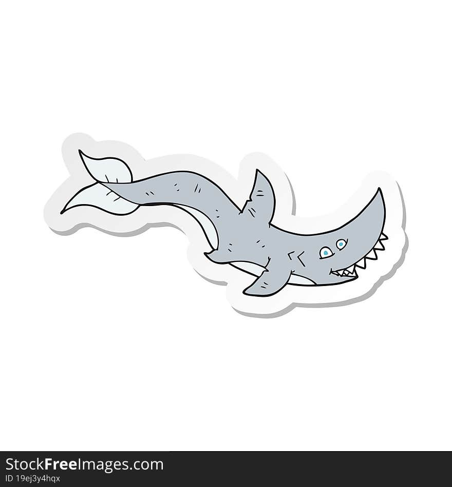 sticker of a cartoon shark