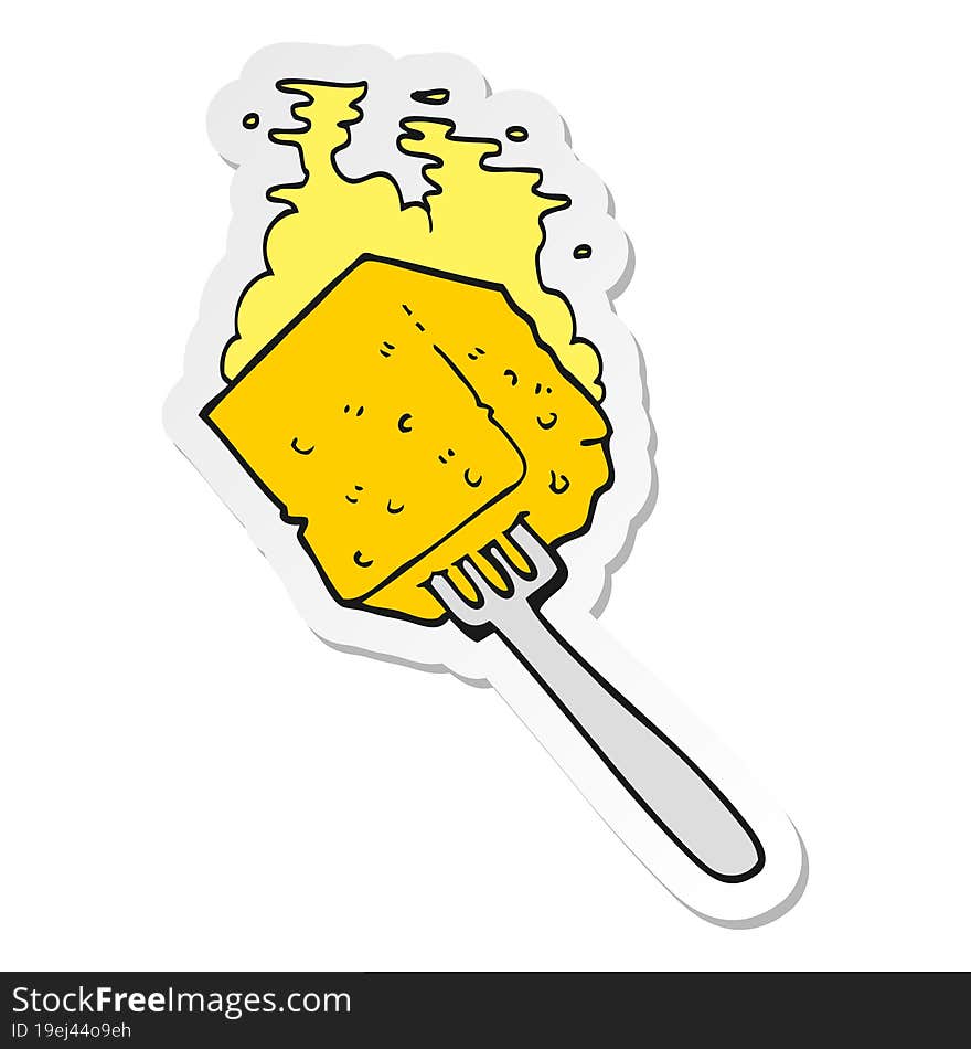 sticker of a cartoon cheese on fork