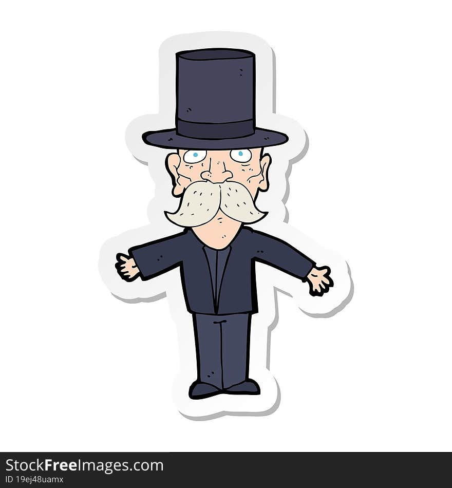 sticker of a cartoon man wearing top hat