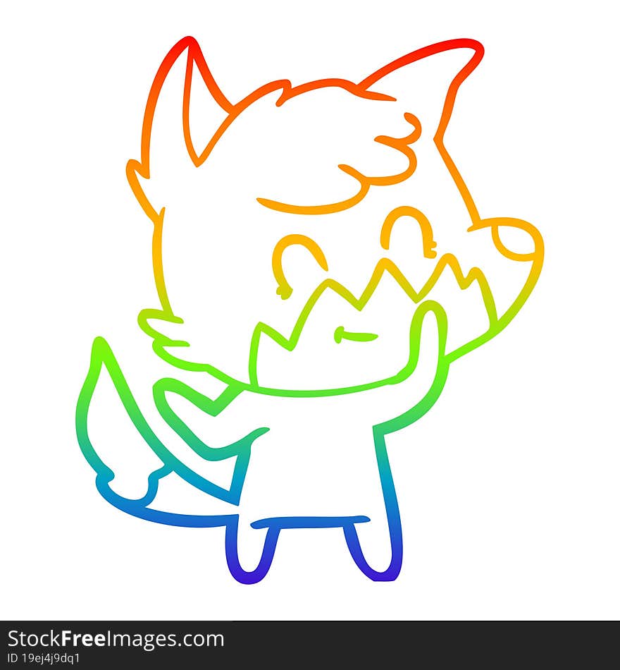 rainbow gradient line drawing cartoon happy fox