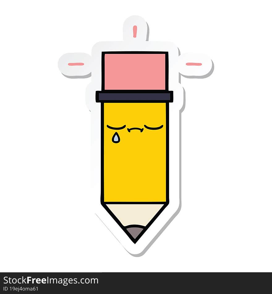 sticker of a cute cartoon pencil