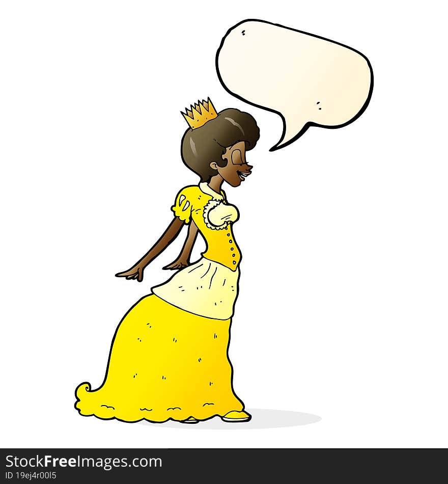 Cartoon Princess With Speech Bubble