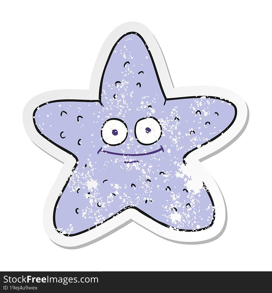 retro distressed sticker of a cartoon starfish