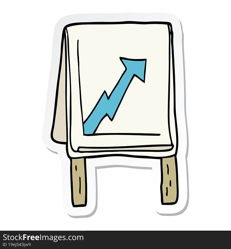 sticker of a cartoon business chart with arrow