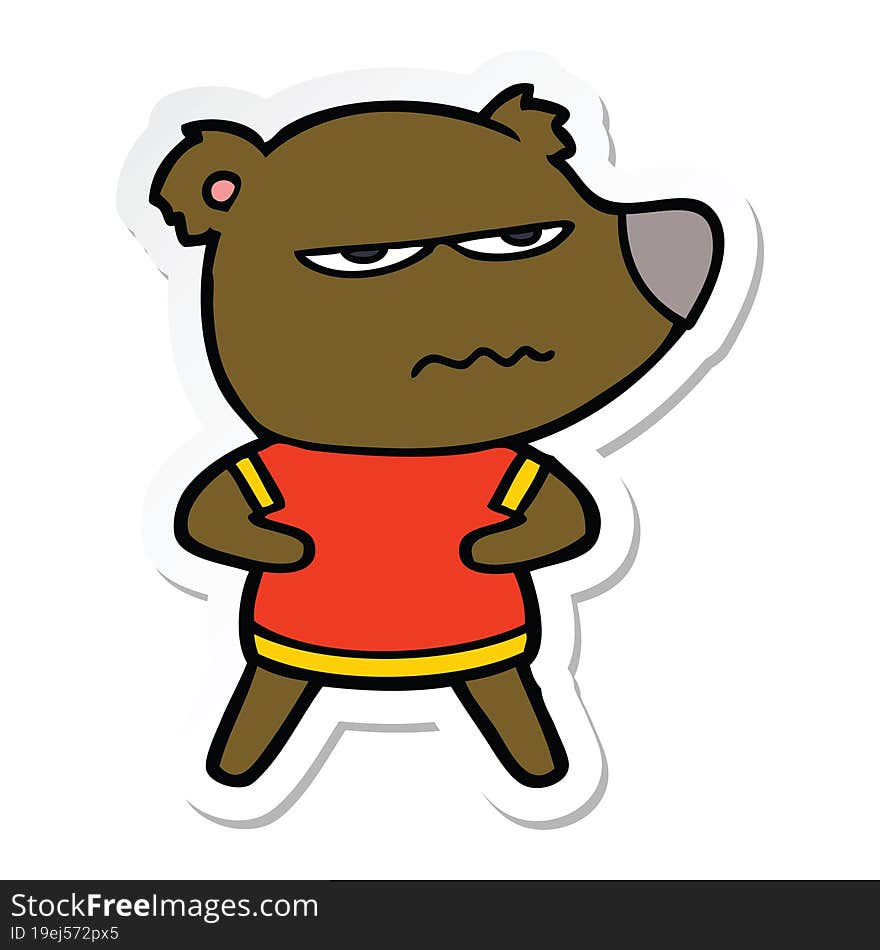 sticker of a annoyed bear cartoon