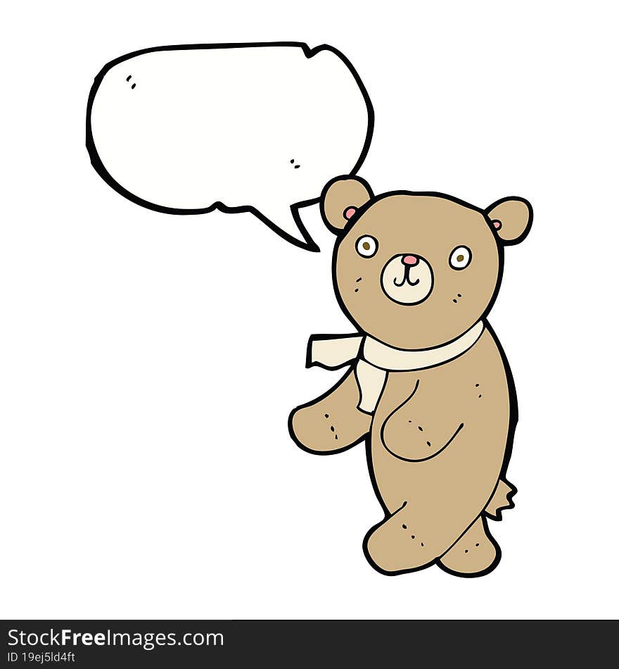 cute cartoon teddy bear with speech bubble