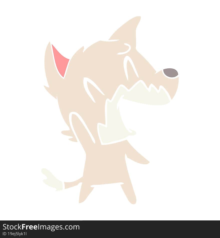 laughing fox flat color style cartoon