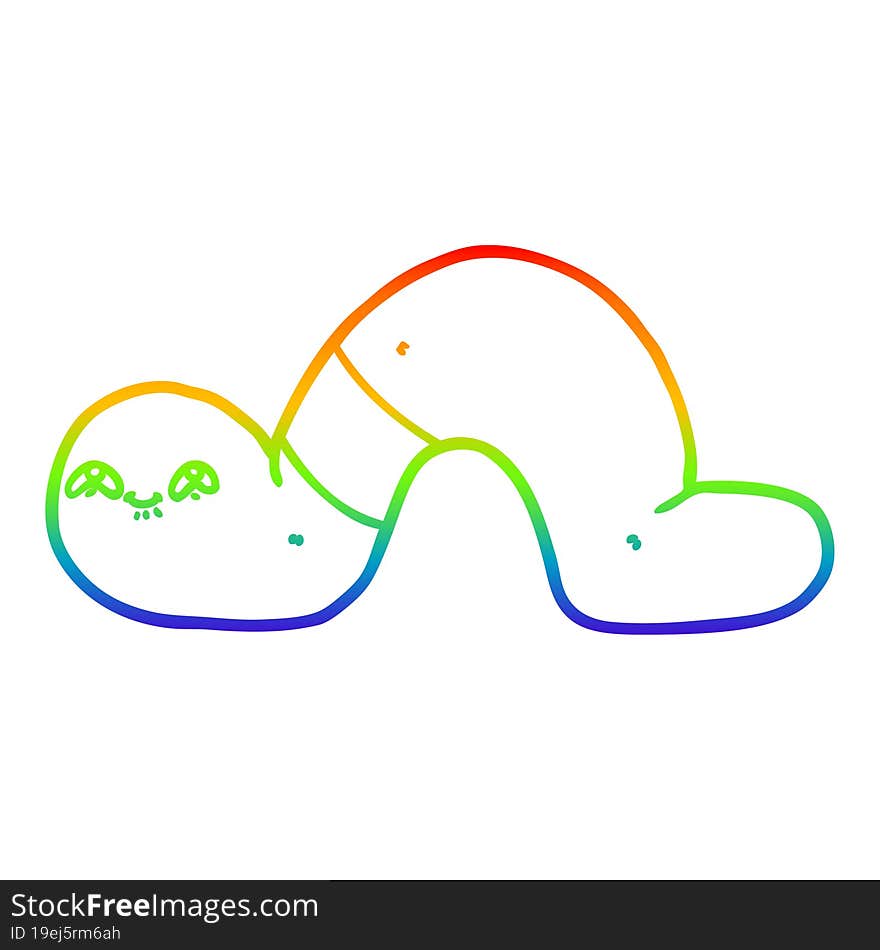 rainbow gradient line drawing of a cartoon worm