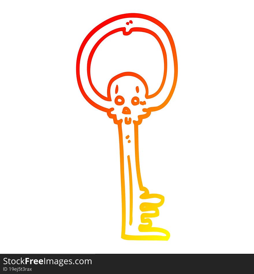 warm gradient line drawing cartoon spooky skull key