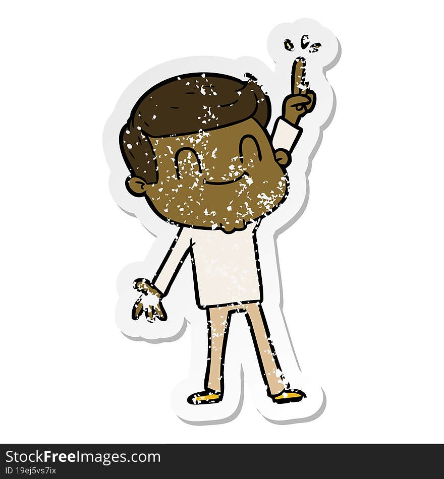 Distressed Sticker Of A Cartoon Friendly Man