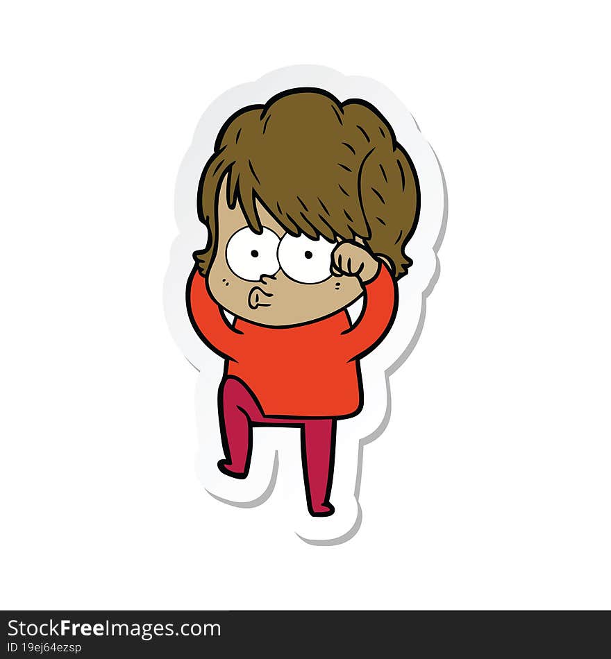 sticker of a cartoon woman