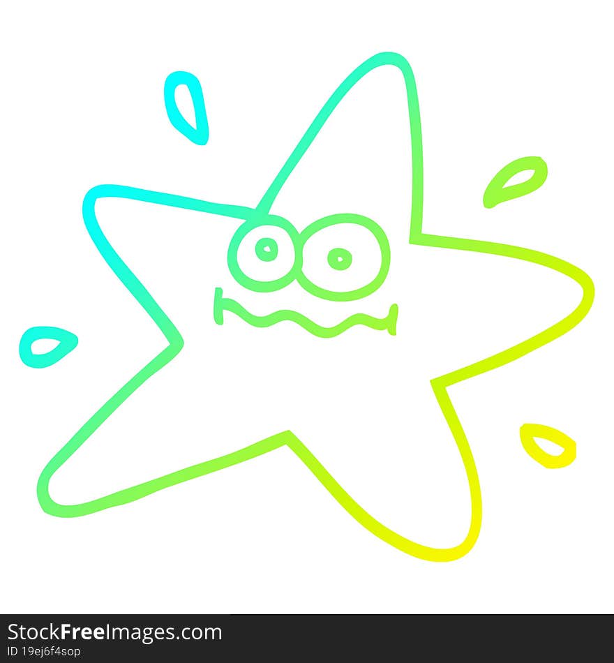 cold gradient line drawing funny cartoon star