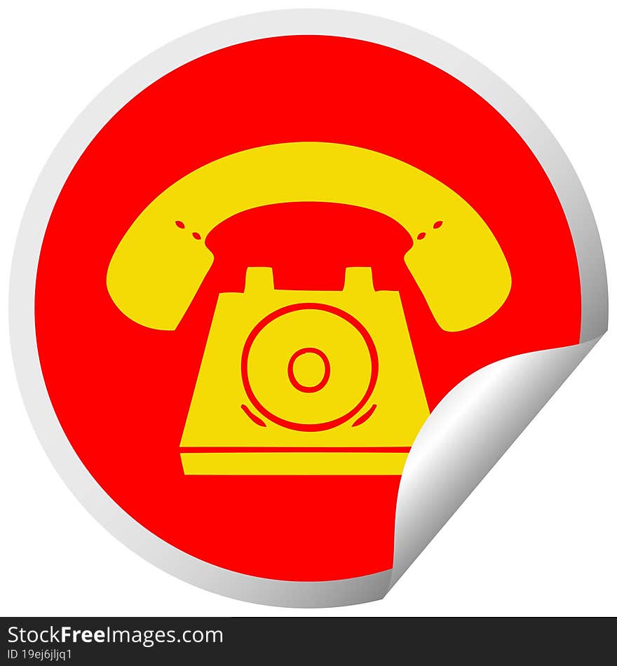 circular peeling sticker cartoon old telephone