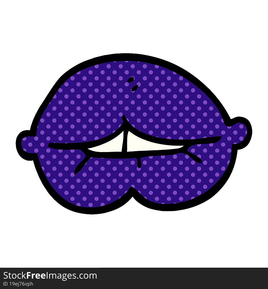 Cartoon Doodle Purple Lips