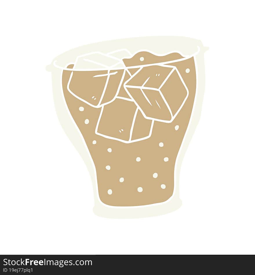 Flat Color Style Cartoon Glass Of Cola With Ice