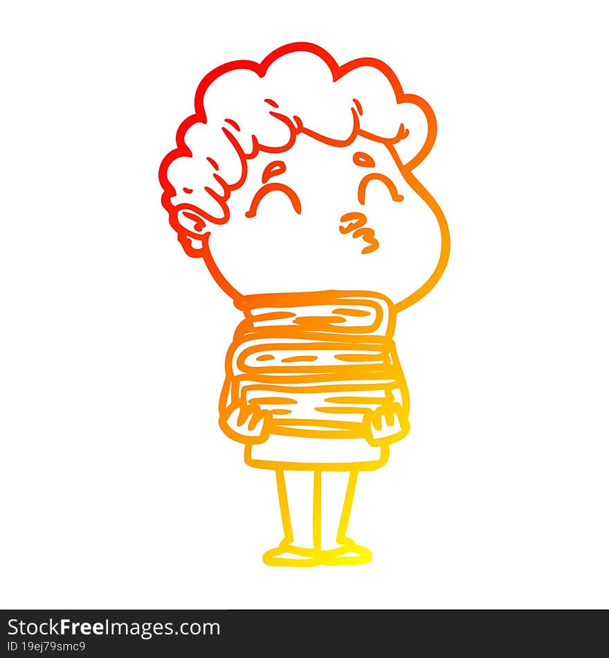 Warm Gradient Line Drawing Cartoon Man Pouting