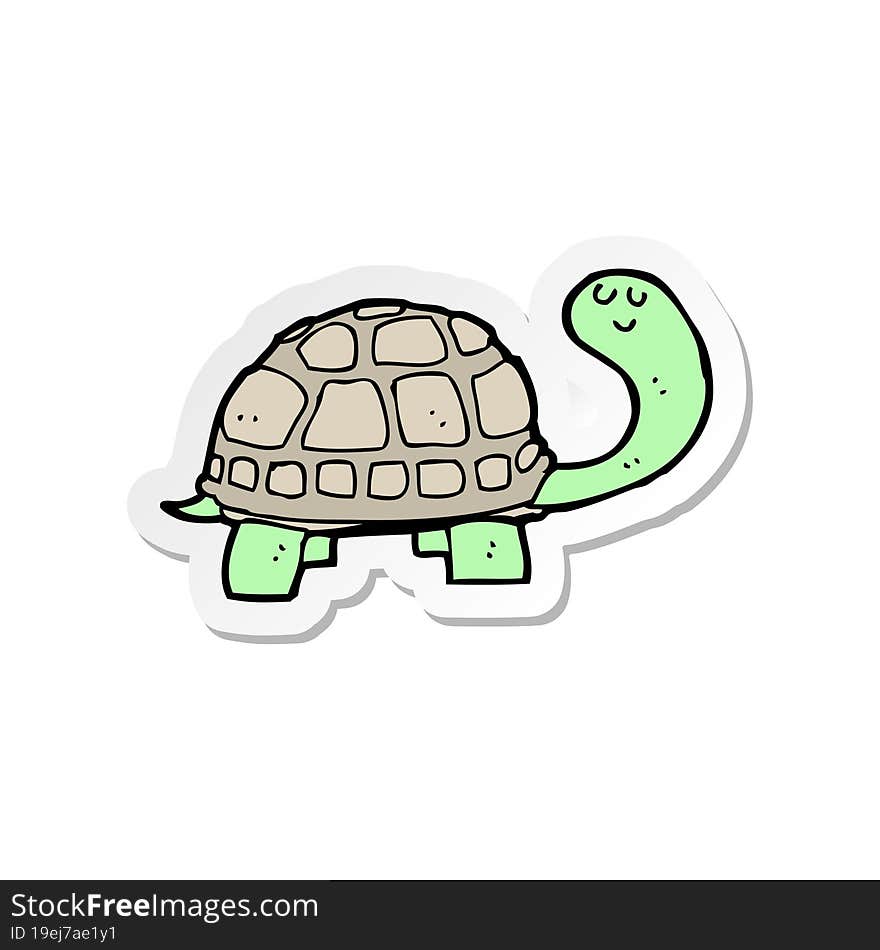 sticker of a cartoon happy tortoise