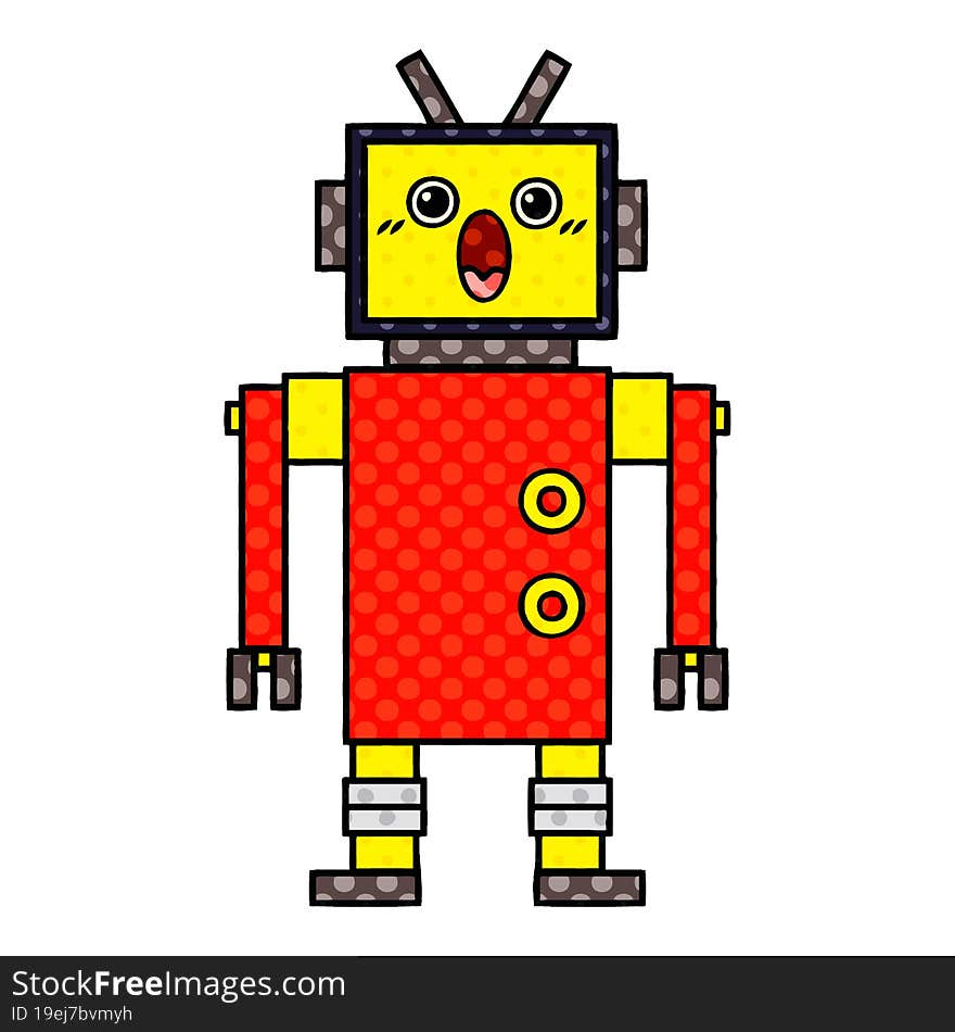 comic book style cartoon of a robot