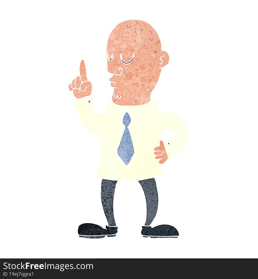 Cartoon Bald Man With Idea