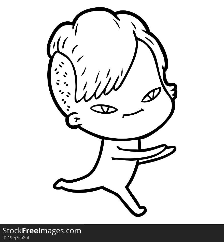 cute cartoon girl with hipster haircut. cute cartoon girl with hipster haircut