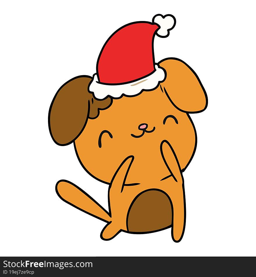 hand drawn christmas cartoon of kawaii dog