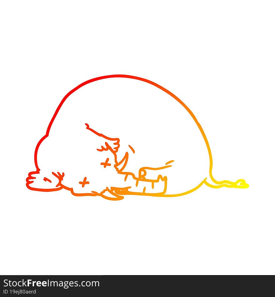 Warm Gradient Line Drawing Cartoon Dead Mammoth