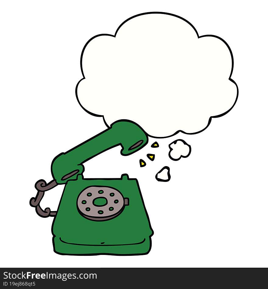 Cartoon Old Telephone And Thought Bubble