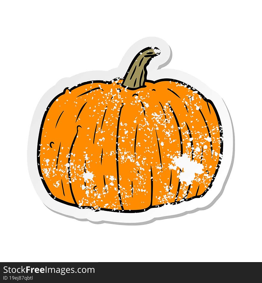 distressed sticker of a cartoon pumpkin