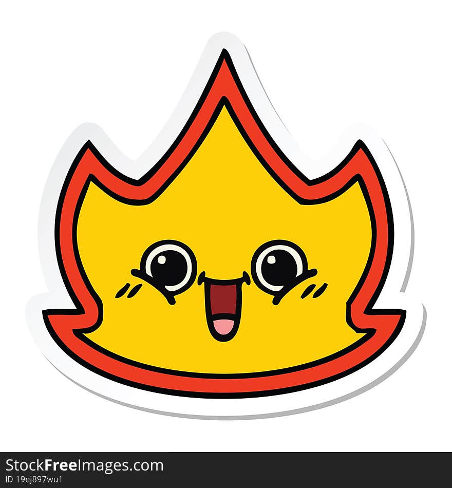 sticker of a cute cartoon fire