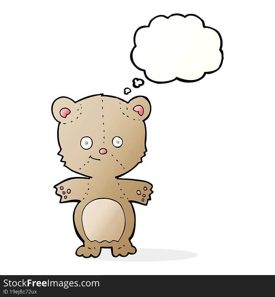 cartoon happy teddy bear with thought bubble