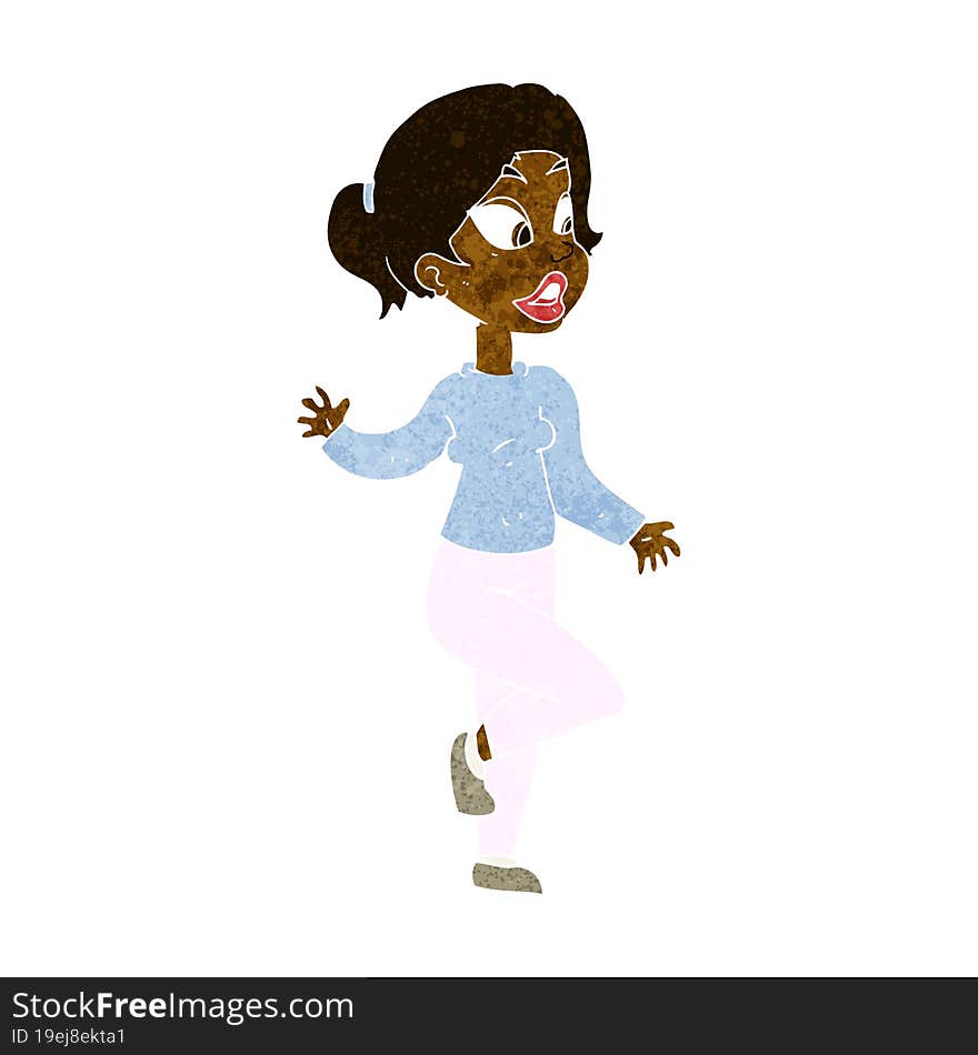 cartoon friendly woman waving