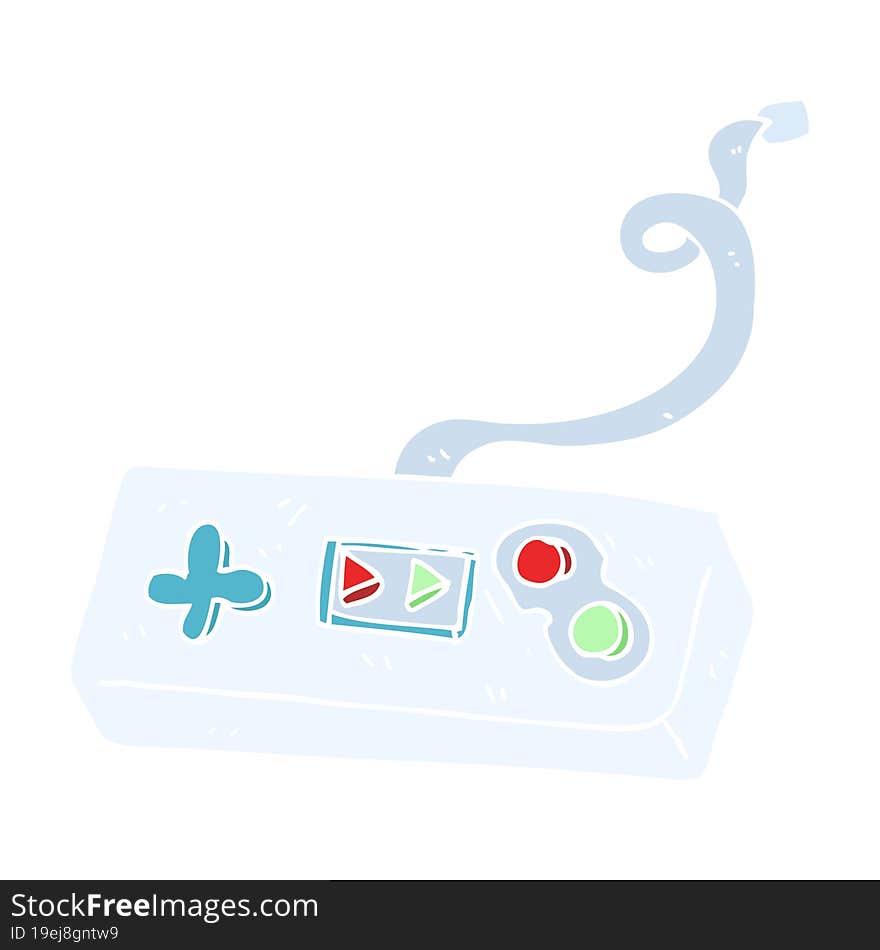 Flat Color Illustration Of A Cartoon Game Controller