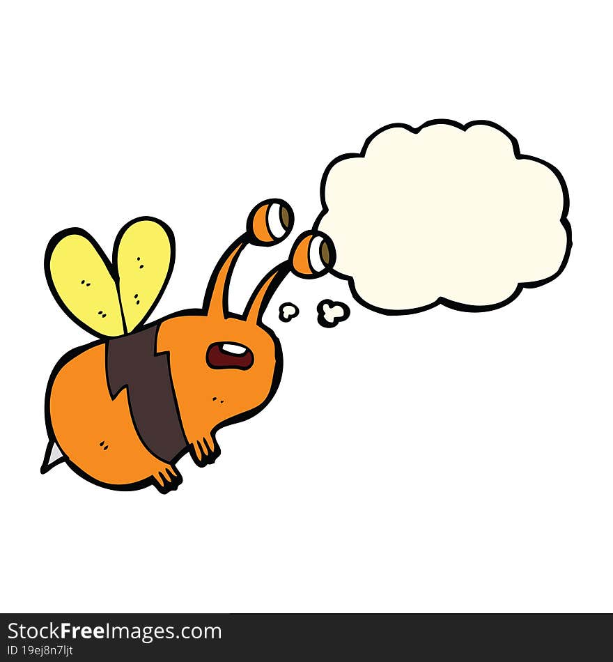 cartoon frightened bee with thought bubble