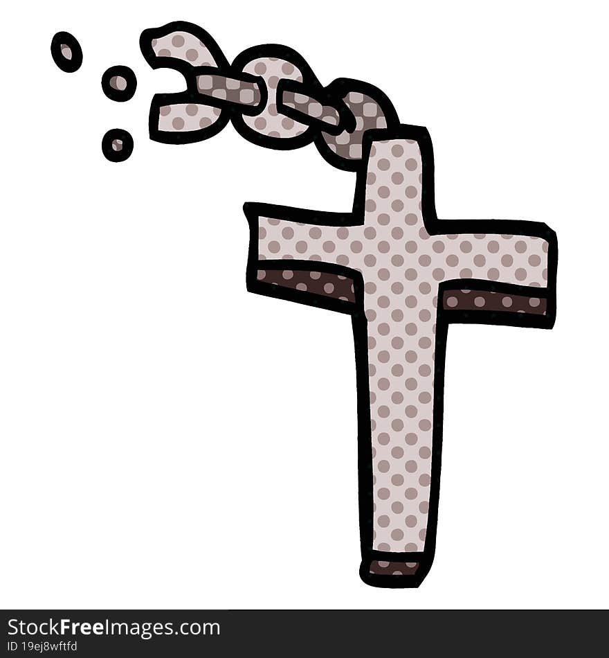 cartoon doodle silver cross