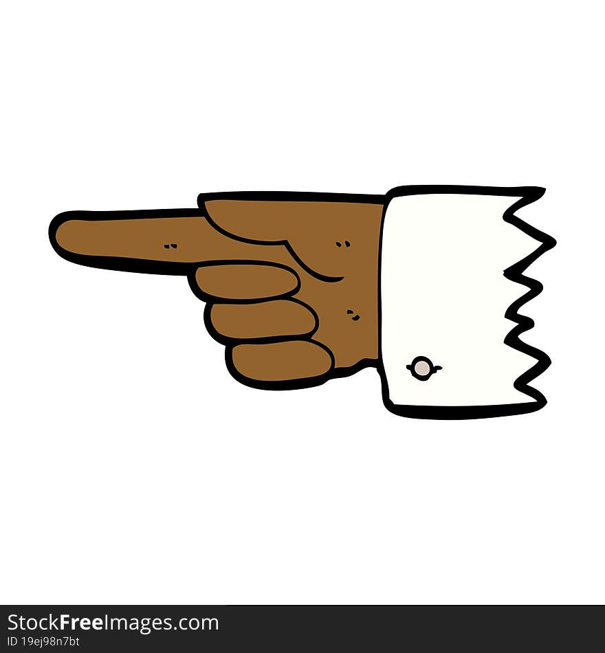 cartoon pointing  hand symbol