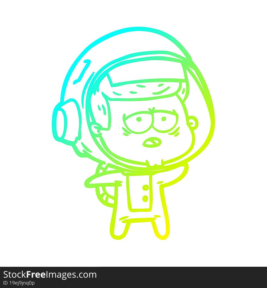 cold gradient line drawing cartoon tired astronaut