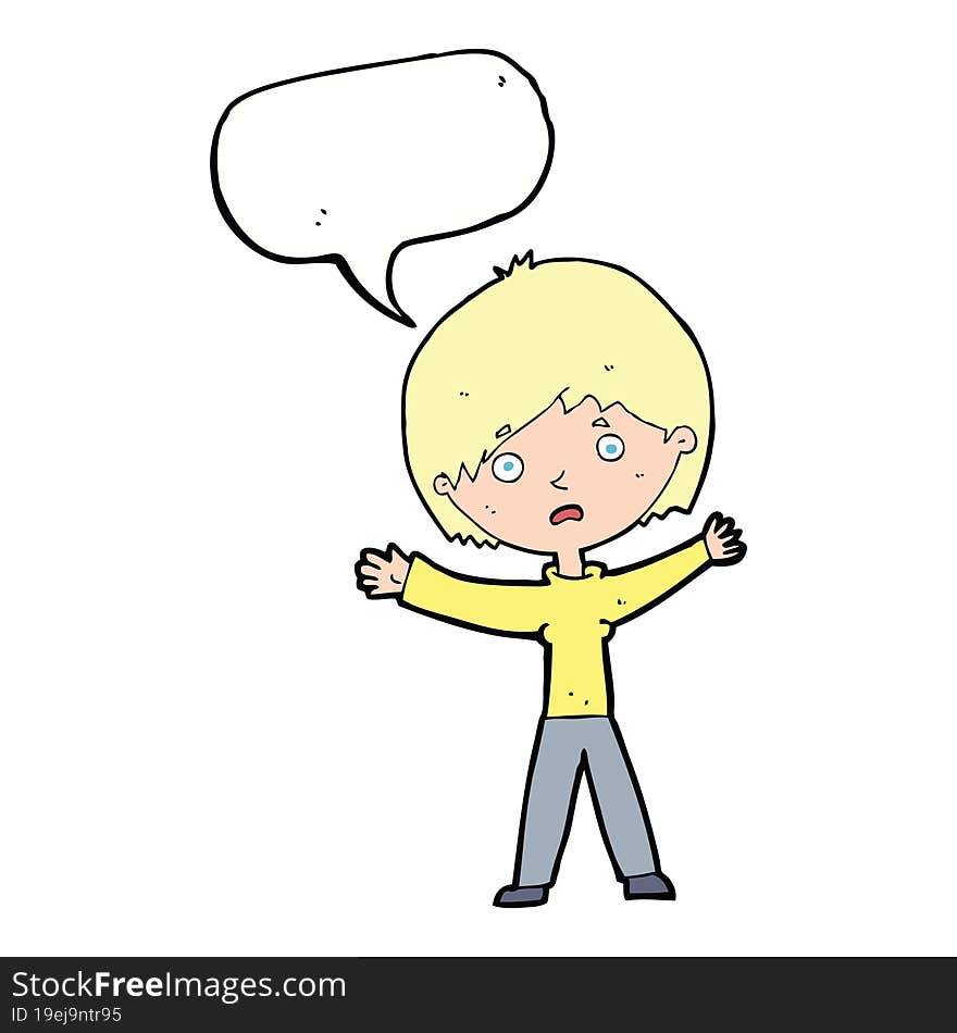 cartoon worried woman with speech bubble