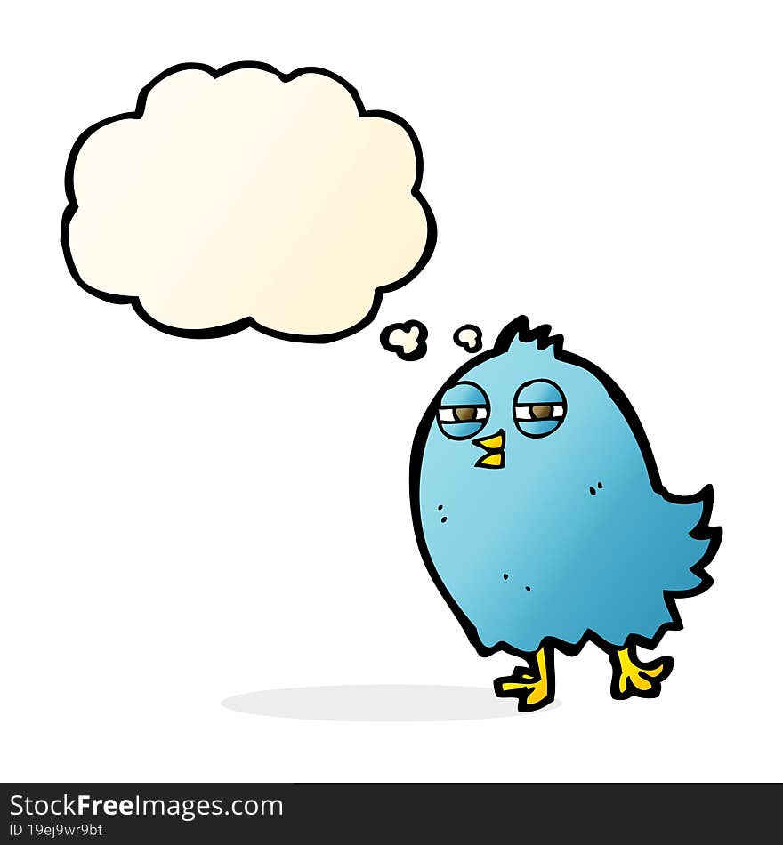 Funny Cartoon Bird With Thought Bubble