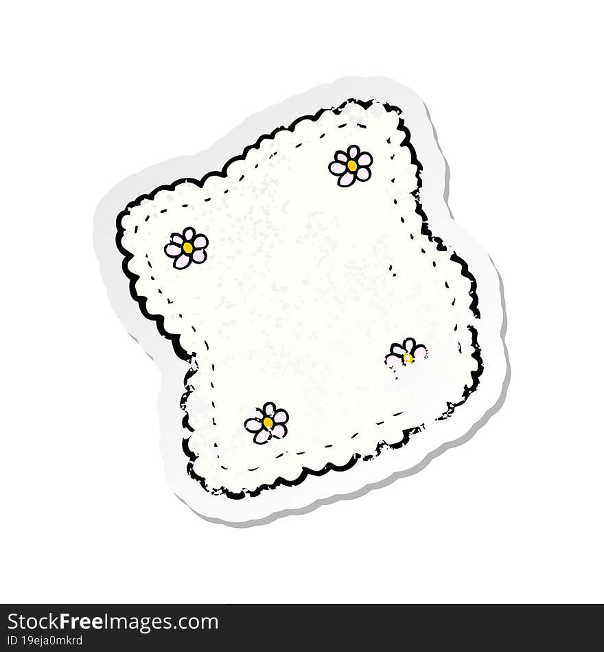 retro distressed sticker of a cartoon handkerchief