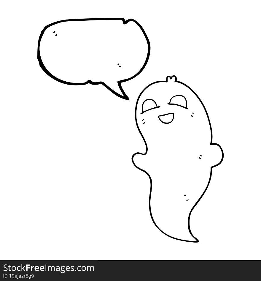 freehand drawn speech bubble cartoon halloween ghost