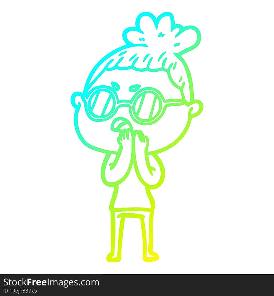 cold gradient line drawing cartoon annoyed woman