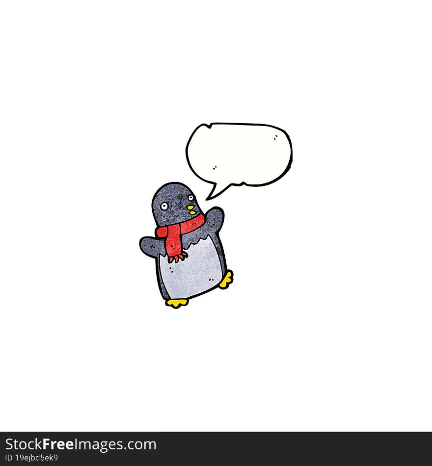 Cartoon Penguin Wearing Scarf